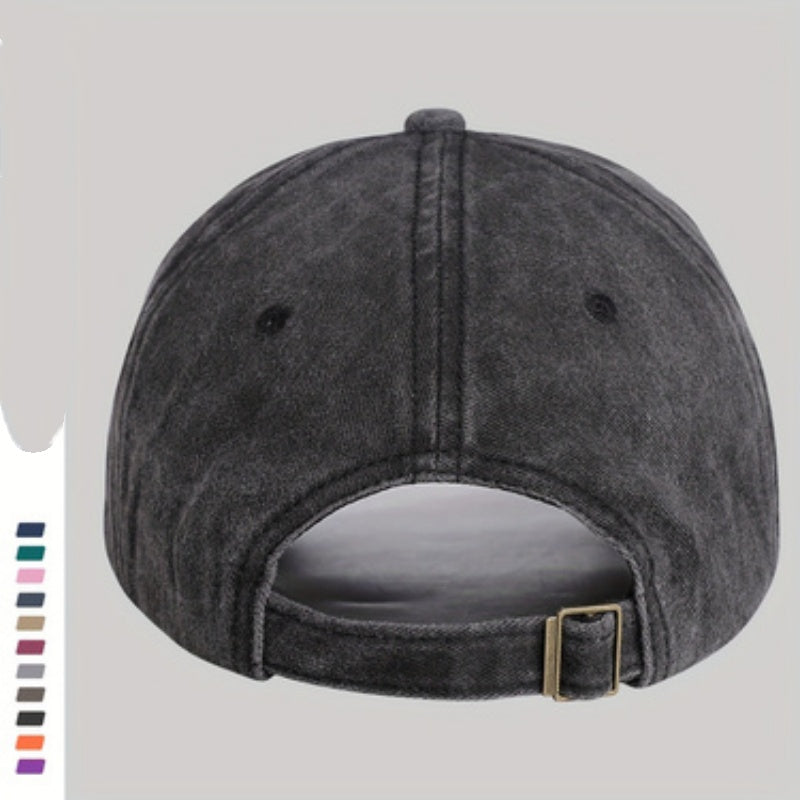 1 Washed Distressed Printed Baseball Cap, Adult Simple Vintage Sun Baseball Cap, Unisex Versatile Washed Distressed Cartoon Print Soft Top Baseball Cap