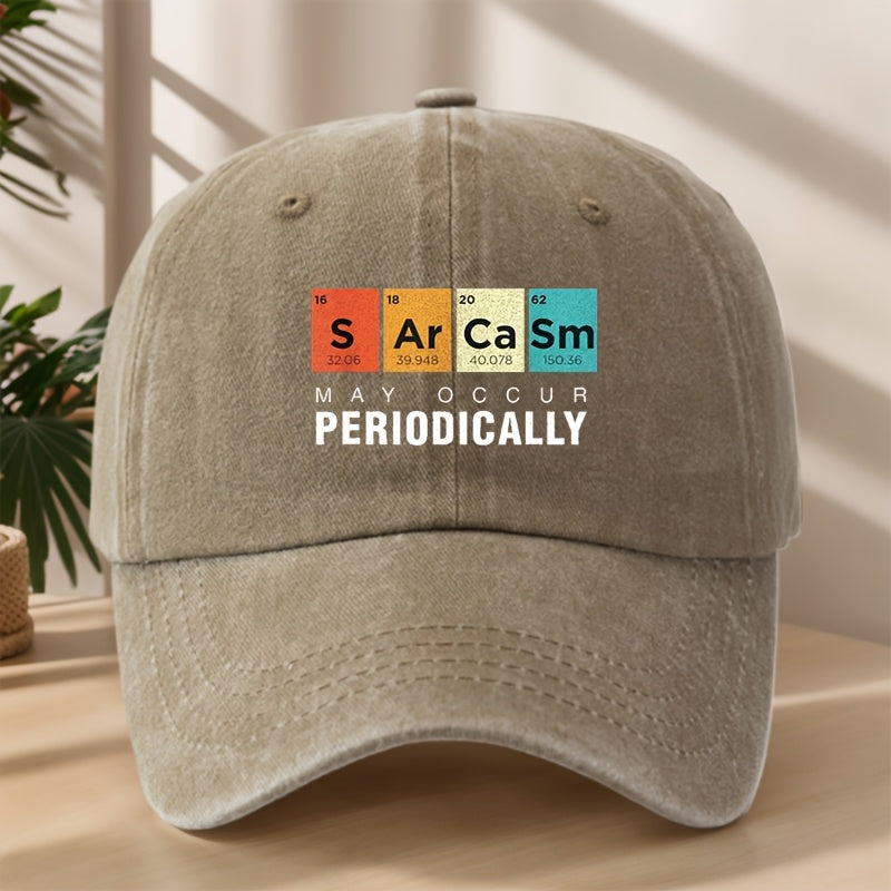 PERIODICALLY Statement Print Baseball Cap Classic Washed Distressed Vintage Duckbill Cap Soft Top Comfortable Adjustable Sun Hat