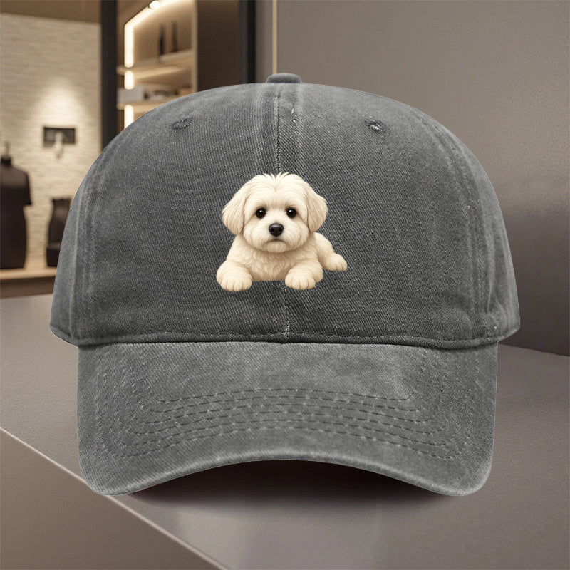 1pc Adjustable Baseball Cap with Cute Fluffy White Poodle - Lightweight Polyester Snapback Hat, All-Season Outdoor Sports, Pet Lover Gift for Men, Women, Dog Owners - Casual Sun Hat for Golf, Camping, Casual Attire - Beige/Black/Gray/Blue/Red/White/ Brown