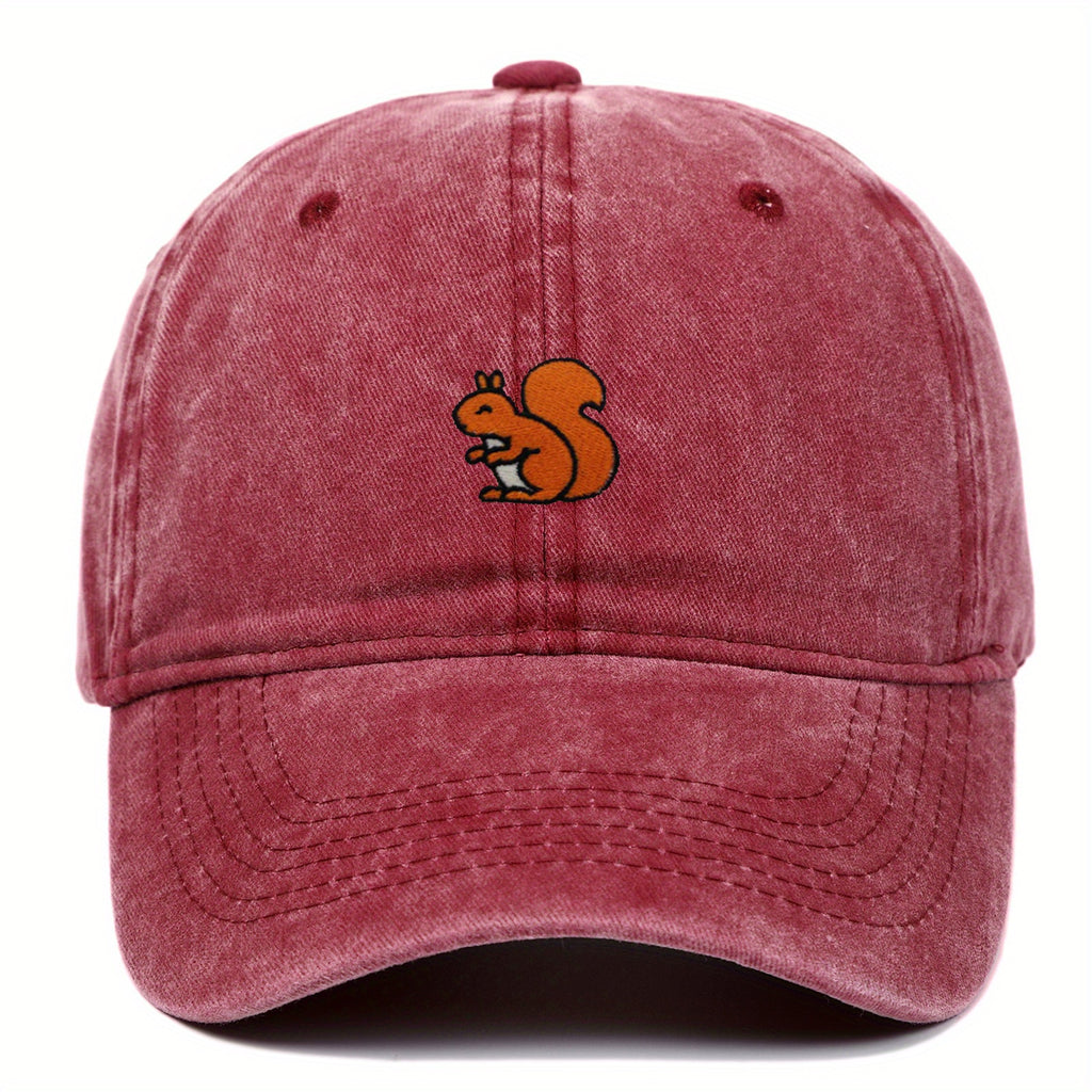 1 Adorable Squirrel Lightweight Baseball Hat - Stylish Trendy Urban Cap Retro Design Adjustable Baseball Hat Available in Various Colors Unisex Outdoor Sports Hat