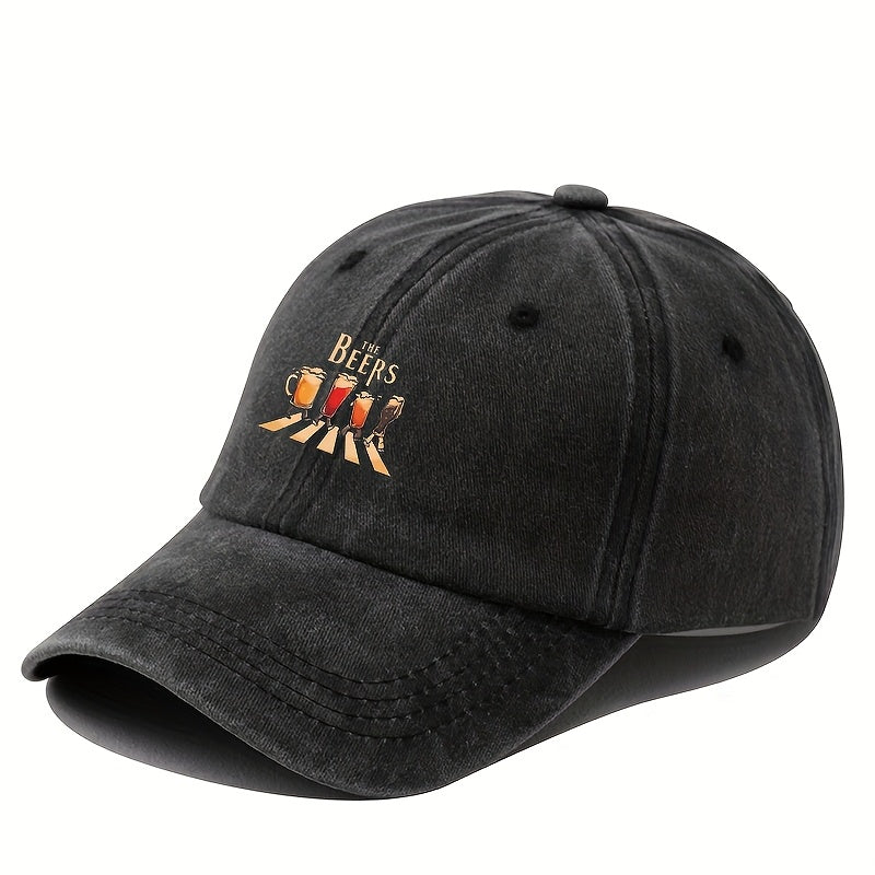 Men'S Fishing Hat Curved Brim Baseball Cap Fashion Printed Casual Soft Top Adjustable Vintage Washed Hip-Hop Fisherman Hat