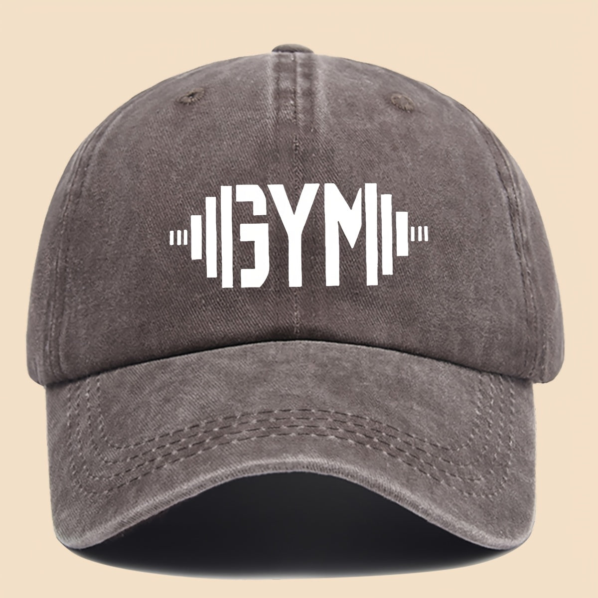 1 GymFlex Pro Breathable Baseball Cap with GYM Print and Dumbbell Design - Washed Fitness Cap, Suitable for Men, Women, and Teens - Ideal Accessory for Gym, Outdoor Activities, Camping, Cycling, and Skateboarding - Vibrant Lifestyle Hat