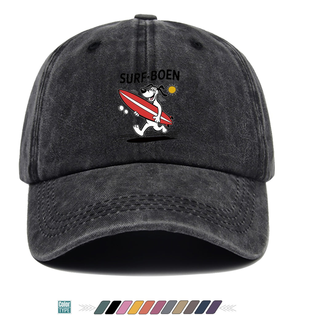 1pc Surfing Dog Fun Print Baseball Cap, Comfortable Breathable Sun Hat, Fashionable Individual Aesthetic Unisex Cap, Adjustable Size Casual Street Hat, Beach Vacation Hat, Suitable for Surfing, Beach, Vacation, Party, Outdoor Sports