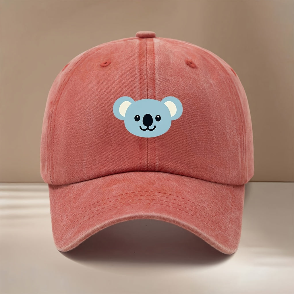 This Is a Cartoon Koala Pattern Printed Baseball Cap, Fashionable Comfortable Adjustable Size 6-Panel Hat Unisex Lightweight Individual Style Duckbill Cap Outdoor Sports Dining Camping Matching Easy Trendy Curved Brim Hat Sports Event Cheerleading M