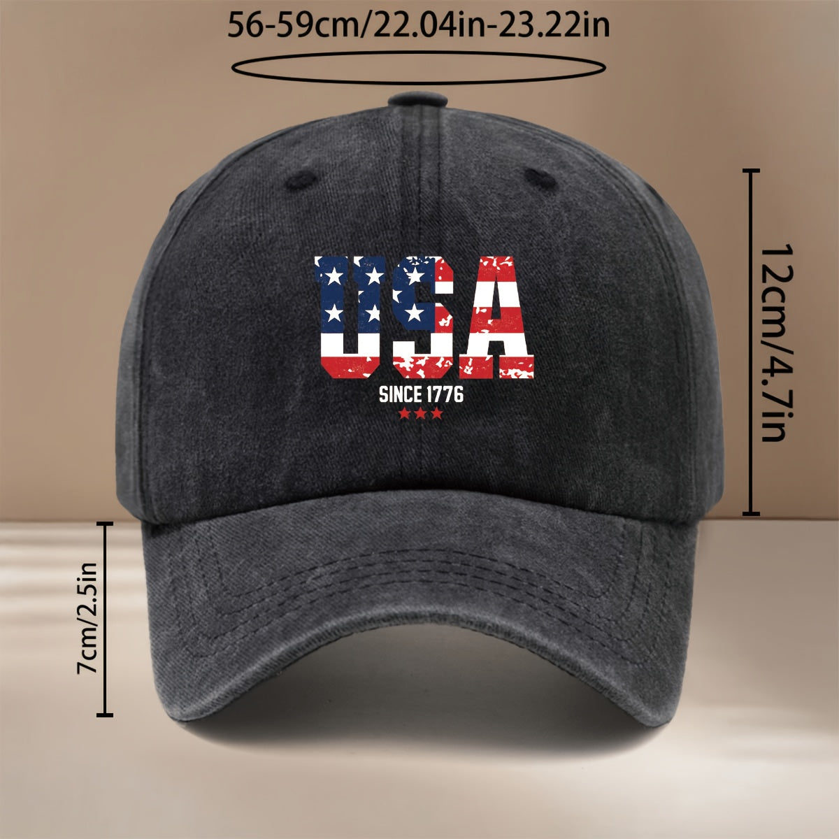 A Comfortable And Lightweight Baseball Cap Featuring The Text 'USA1776', Designed in a Trendy Hip-Hop Style with a Textured Feel. This Unisex Curved-Brim Cap Is Adjustable in Size, Made of Six Panels