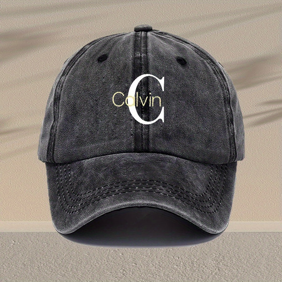Unisex Vintage Washed Baseball Cap - Adjustable Breathable Dad Hat with Distressed 'C' Logo, Lightweight 100% Viscose Rayon, Multi-Color Options for Outdoor & Casual Wear, Retro Style, Adjustable Fit