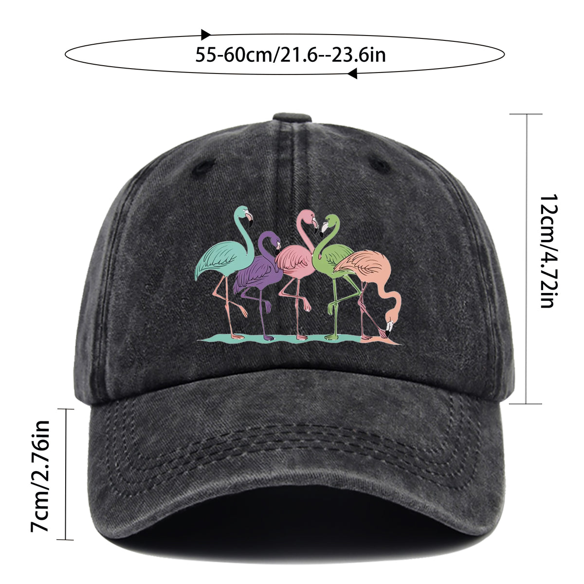 1 Colorful Flamingo Print Baseball Cap, a Travel and Leisure Style Sun Hat, Comfortable and Lightweight, Available in Multiple Colors, a Pet Hat with an Adjustable Drawstring, an American Street-style Skateboard Cap, Vintage Accessory, an Exquisite