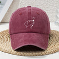 Women's Vintage Washed White Baseball Cap with Black Labrador Print- Soft and Lightweight All-Season Non-Elastic Cap, Wide Brim Design, Suitable for Leisure and Dog Walking, Hand Washable Pet Lover Accessory, Women's Hat, Women's Hat, Women's Hat, W
