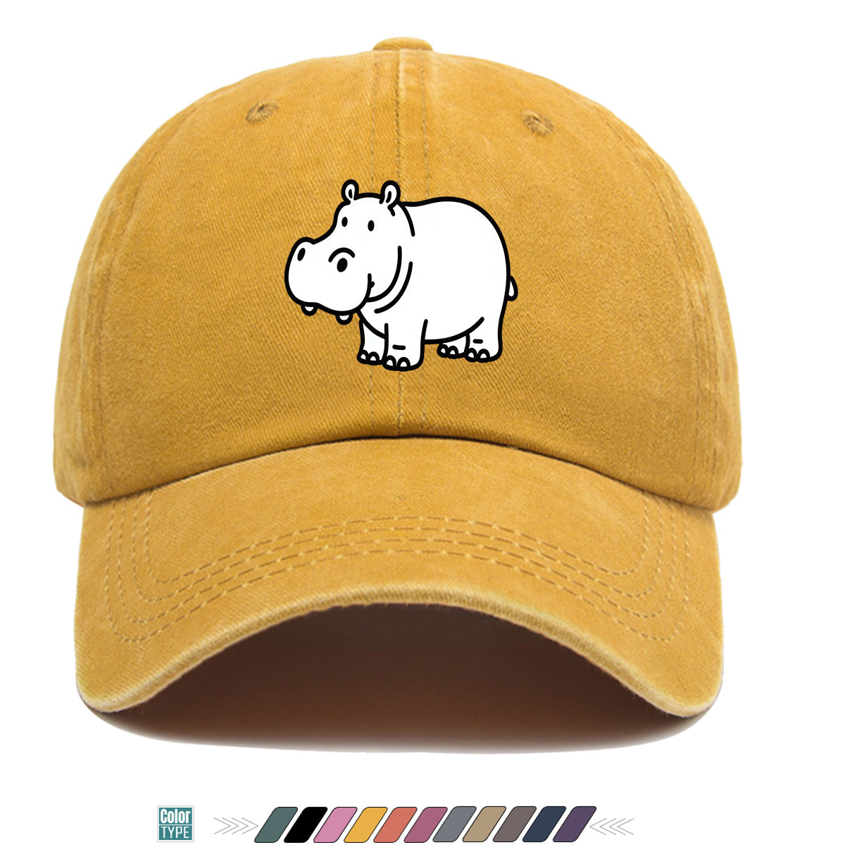 1pc Cartoon Hippopotamus Black And White Line Print Baseball Cap, Comfortable Breathable Duckbill Hat, Fashionable Cute Easy Unisex Adjustable Casual Daily Outing Hat, Vacation Hat, Bestie Couple Matching Hat, Suitable for Shopping, Picnic, Walking