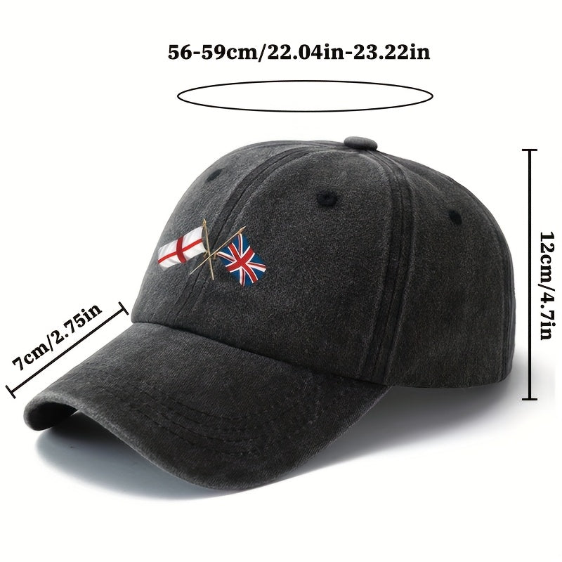 Stylish And Adaptable Printed Baseball Cap Featuring The England Union Jack, a Classic Retro Lightweight Hat Ideal for Truck Drivers