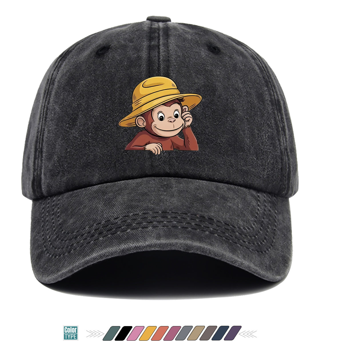 1pc 1pcs Monkey Print Baseball Cap with Straw Hat - Adjustable Snapback, Breathable Sun Hat Suitable for Outdoor, Travel, Birthday Parties, Unisex for Men & Women, for Parents, Gift, Casual Cap for Park Picnic, Festival Gift
