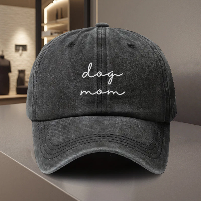 1pc, Adjustable Baseball Cap with "Dog Mom" Print, Made of Lightweight Polyester with Printed Design. Suitable for Outdoor Sports and Camping Enthusiasts, a Popular Couple's Hat, Golf Hat, Trucker Hat, Stylish Baseball Cap, Sun Hat, Casual Hat