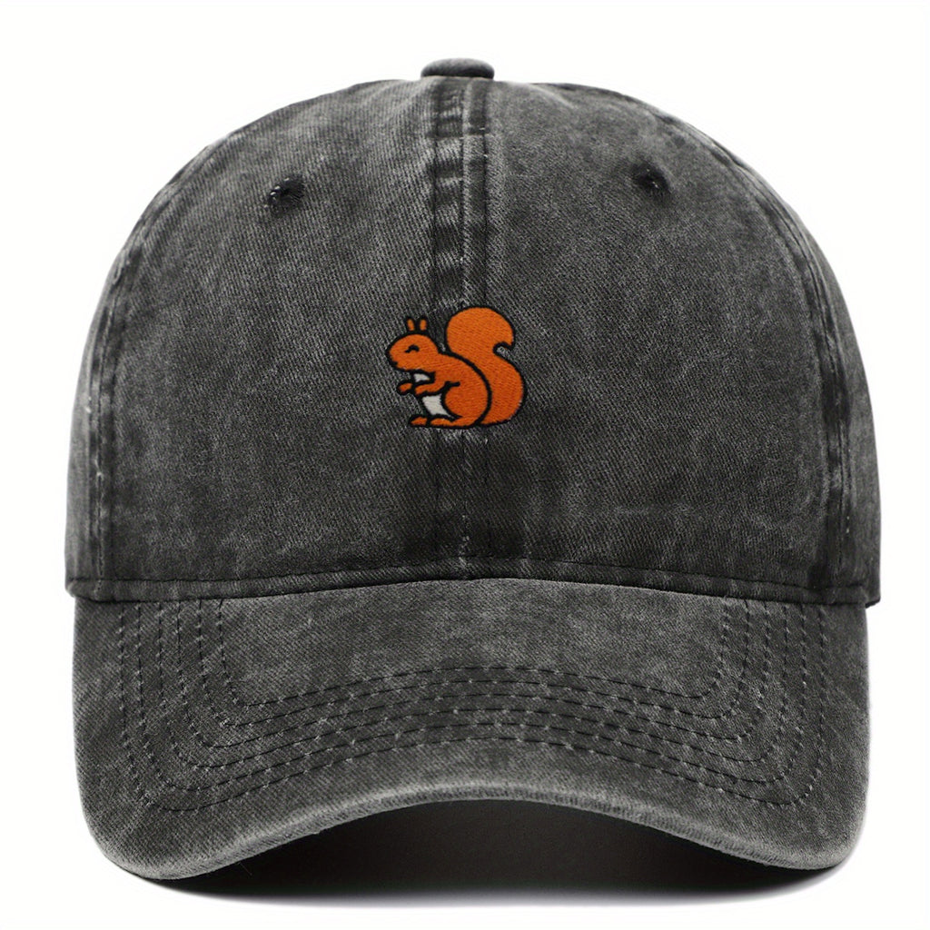 1 Adorable Squirrel Lightweight Baseball Hat - Stylish Trendy Urban Cap Retro Design Adjustable Baseball Hat Available in Various Colors Unisex Outdoor Sports Hat