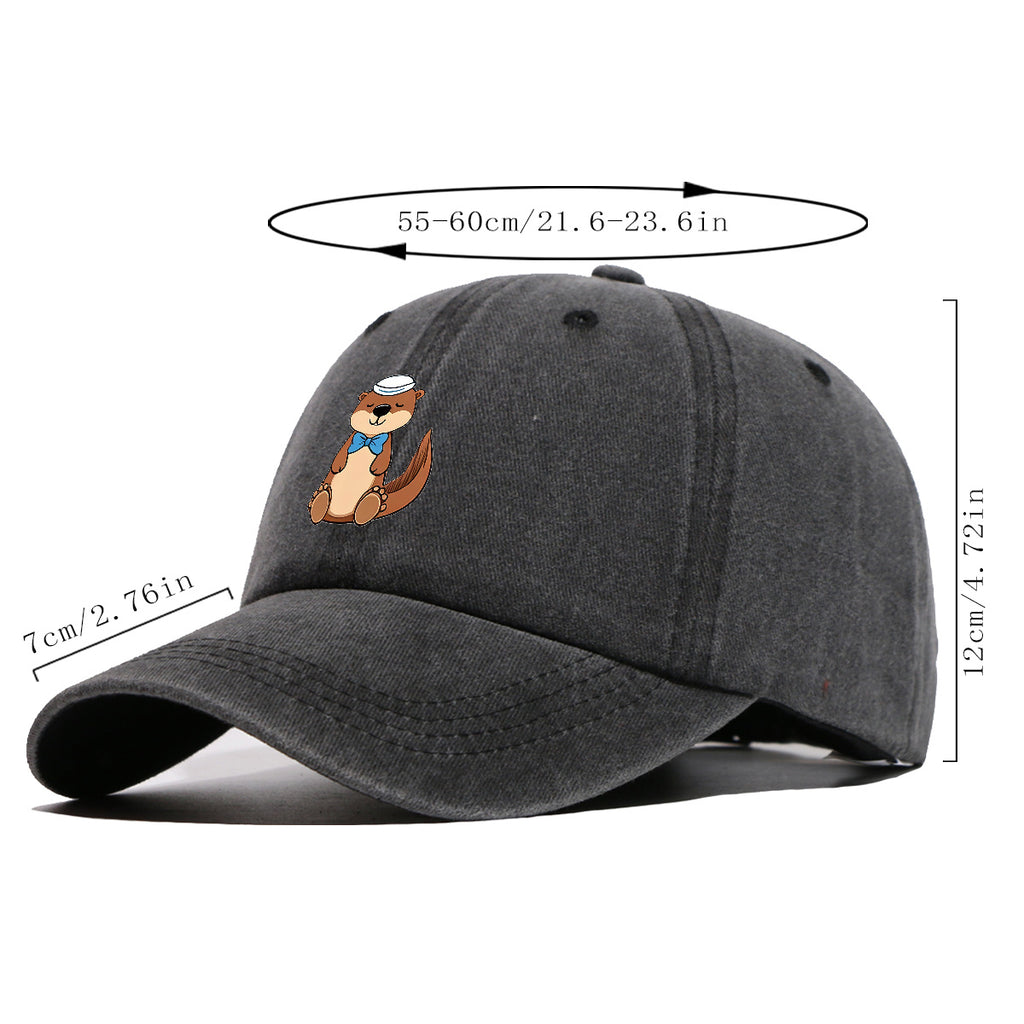 1pc Cartoon Otter Print Baseball Cap, Cute Animal Pattern Sun Hat, Fashion Casual Trendy Cap, Unisex Adjustable Duckbill Cap, Outdoor Travel Sunshade Hat, Outfit Hat, Bestie Shopping Photography Hat, Hiking Riding Hat, Daily Commute Versatile Hat