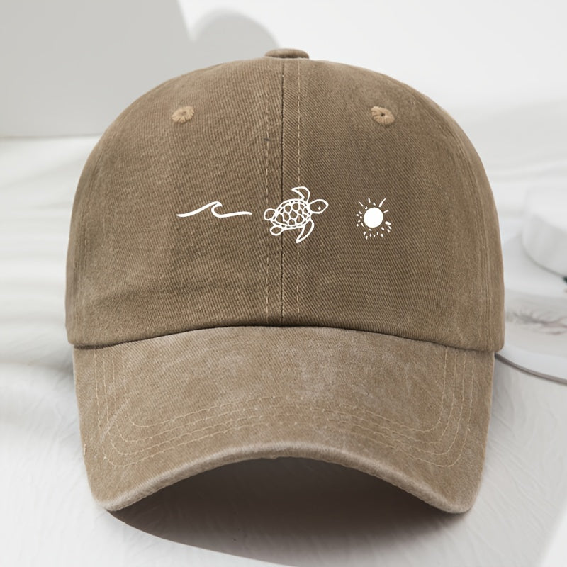 New Summer Trendy Unisex Sun Hats Featuring Wave And Turtle Prints, Designed for Sun Protection, Breathable Comfort, And Adjustable for Outdoor Sports And Leisure Activities
