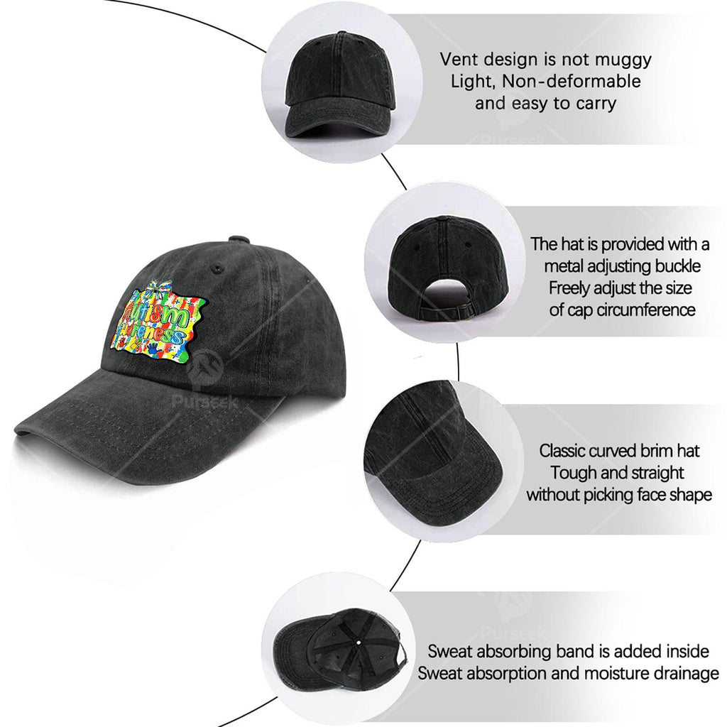 Fashionable Baseball Cap, Unisex, Featuring a Bright Patchwork Design to Promote Autism Awareness