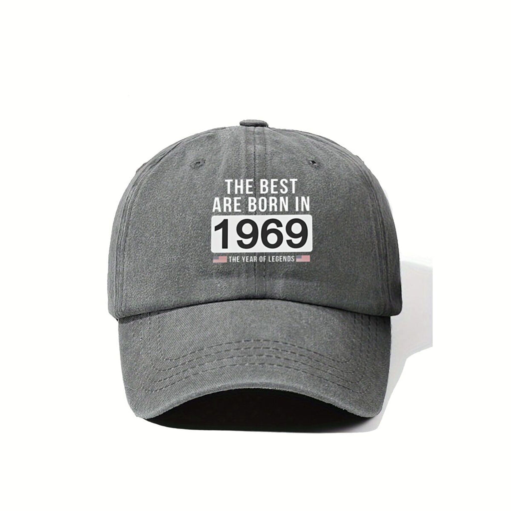 Born in 1969 Vintage Washed Distressed Baseball Cap - Adjustable Retro Unisex Golf & Outdoor Hat Suitable for Men & Women, Lightweight Breathable with Iconic 1969 Print, Machine Washable for, Casual Wear, Nostalgic Gift
