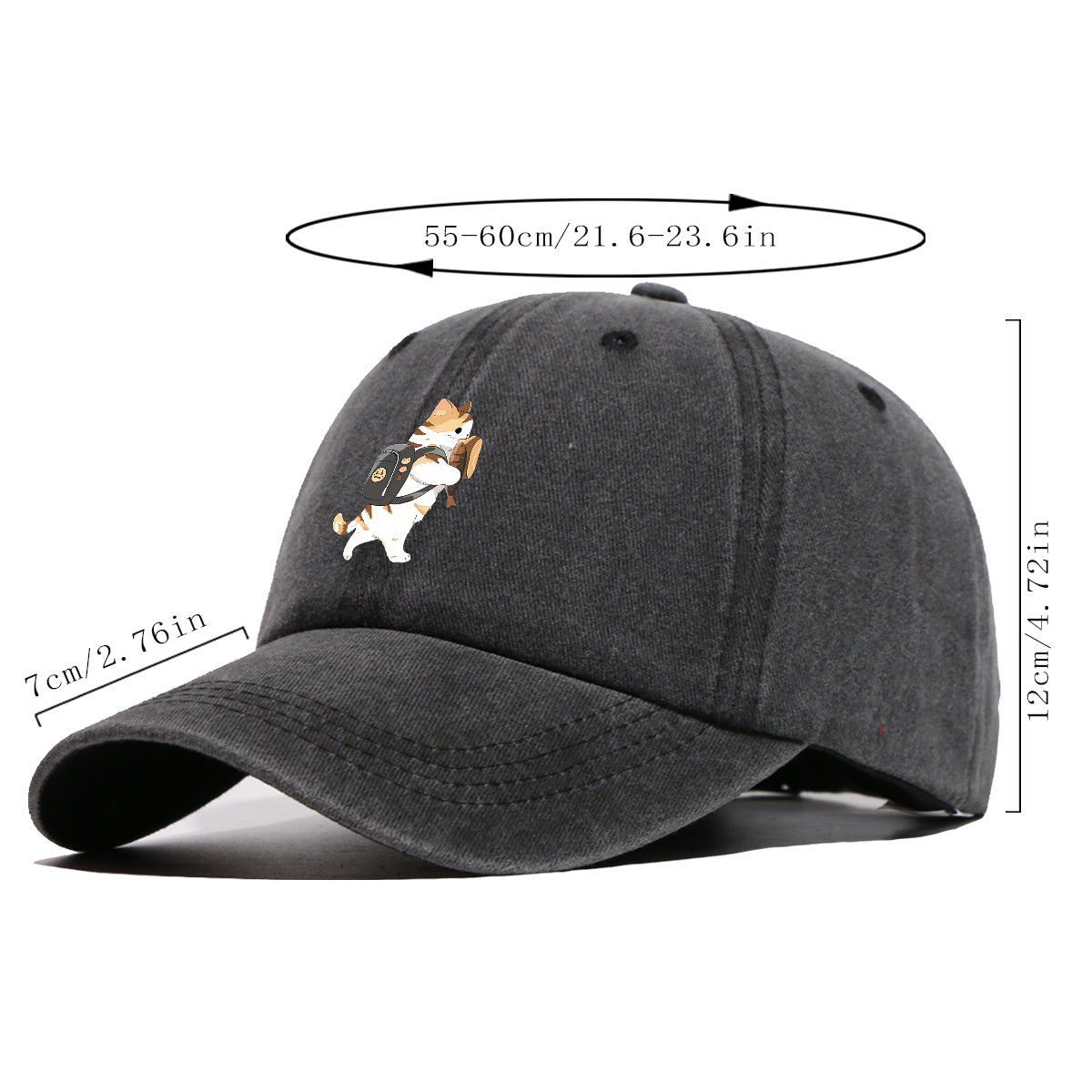 1pc Cartoon Orange White Cat Back Bag Fish Dry Print Baseball Cap Cute Fun Sun Hat Fashion Casual All-Match Unisex Baseball Cap Adjustable Size Daily Hat Commute Street Style Suitable for Daily Outing Shopping Dating Walking Weekend Gatherings Comfo