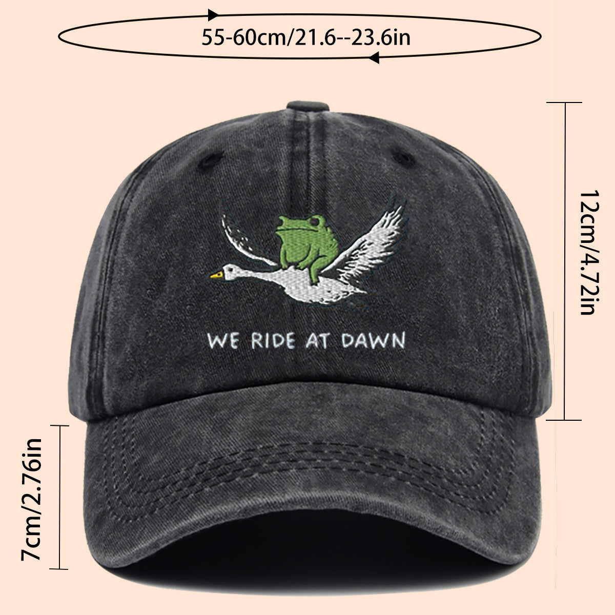 1pc Frog Riding a Goose Printed Flat Print Baseball Cap, Slimming When Worn. Stylish and Unique, Adjustable Size, Suitable for Both Men and Women. Ideal for Outdoor Activities, Vacations, Parties, Cycling, Daily Outings, or as a Holiday Gift.