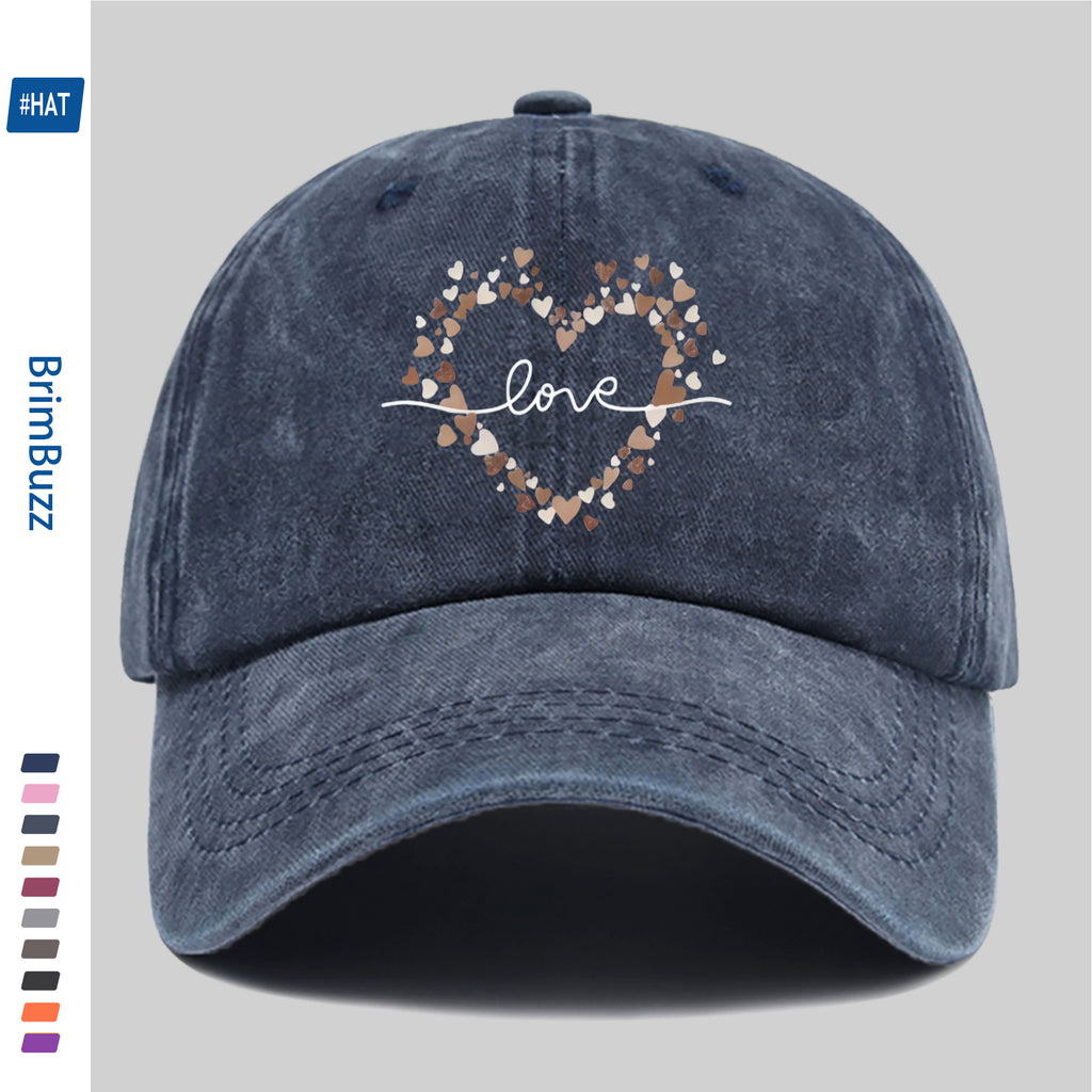 Minimalist Heart-Pattern Printed Baseball Cap, Unisex Sun Hat, Available in Multiple Colors, Dad Hat, Comfortable And Lightweight Sun Hat, Washed Vintage Cap, American Street Skateboard Cap, Vintage Accessory, Exquisite Gift for Women