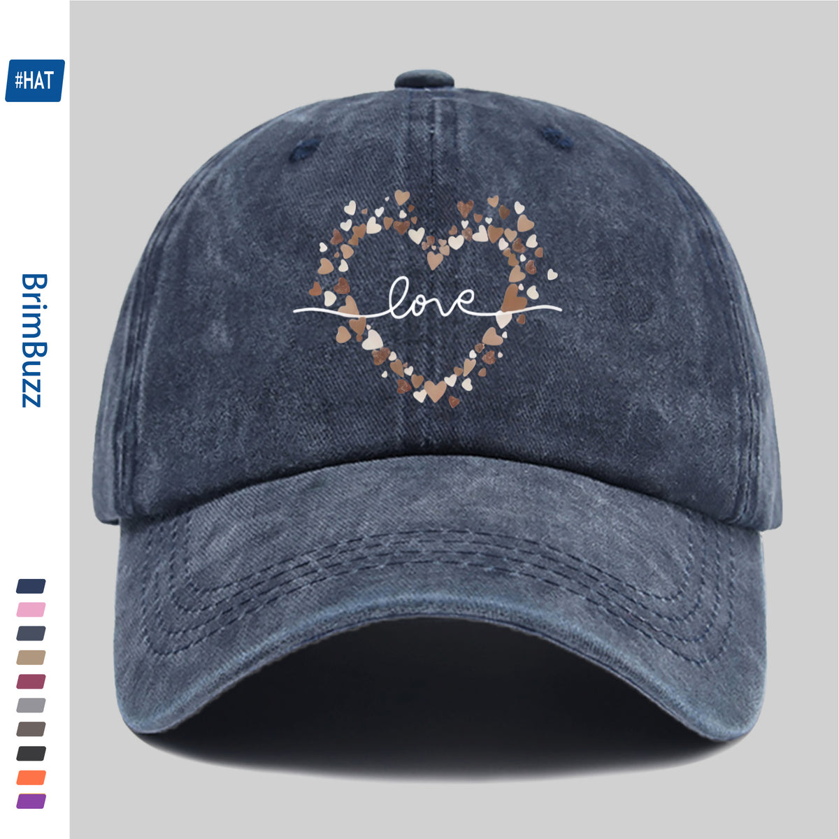 Minimalist Heart-Pattern Printed Baseball Cap, Unisex Sun Hat, Available in Multiple Colors, Dad Hat, Comfortable And Lightweight Sun Hat, Washed Vintage Cap, American Street Skateboard Cap, Vintage Accessory, Exquisite Gift for Women