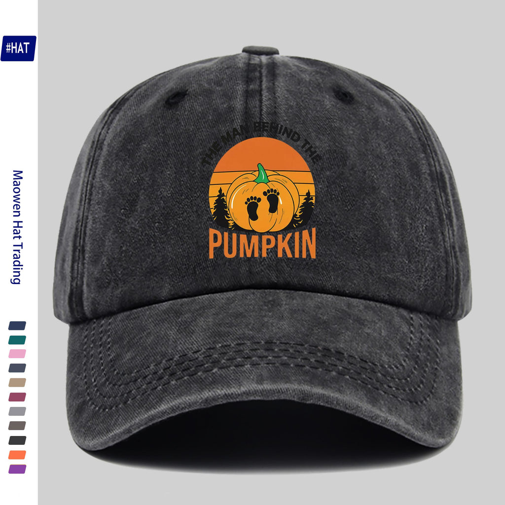 1 Halloween Pumpkin Footprint Pattern Heat-Pressed Washable Cap, New Vintage-Style Baseball Cap for Autumn And Winter, Unisex Adjustable Lightweight Outdoor Cap, Suitable for All Seasons, Travel And Casual Wear, Ideal for Sports Enthusiasts, Durable