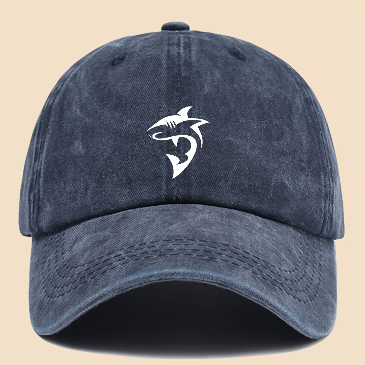 1 Unisex Ocean-themed Baseball Cap with White Shark Print - Breathable Adjustable Dad Hat for Skateboarding, Hiking, Fishing | Stylish Couple's Outdoor Accessory, Perfect Gift for Birthdays, Christmas, Halloween, Thanksgiving | Black Casual Hat |