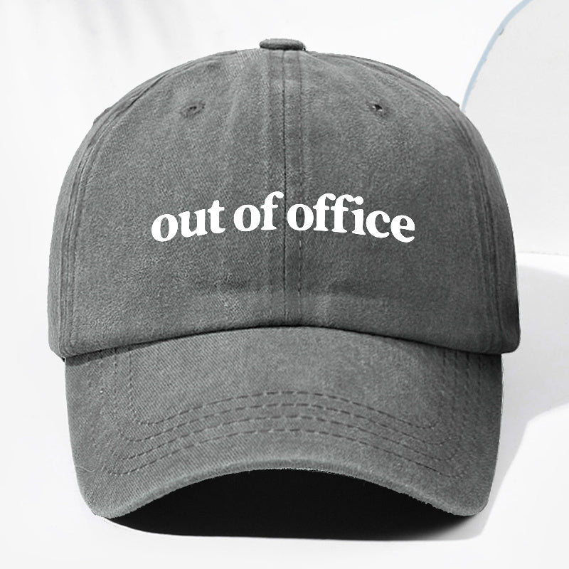 Unisex "Out of Office" Letter Print Washed Vintage Baseball Cap, Fashionable Sun Outdoor Hat for Men and Women, Adjustable Trucker Hat Suitable for All Seasons and Daily Wear