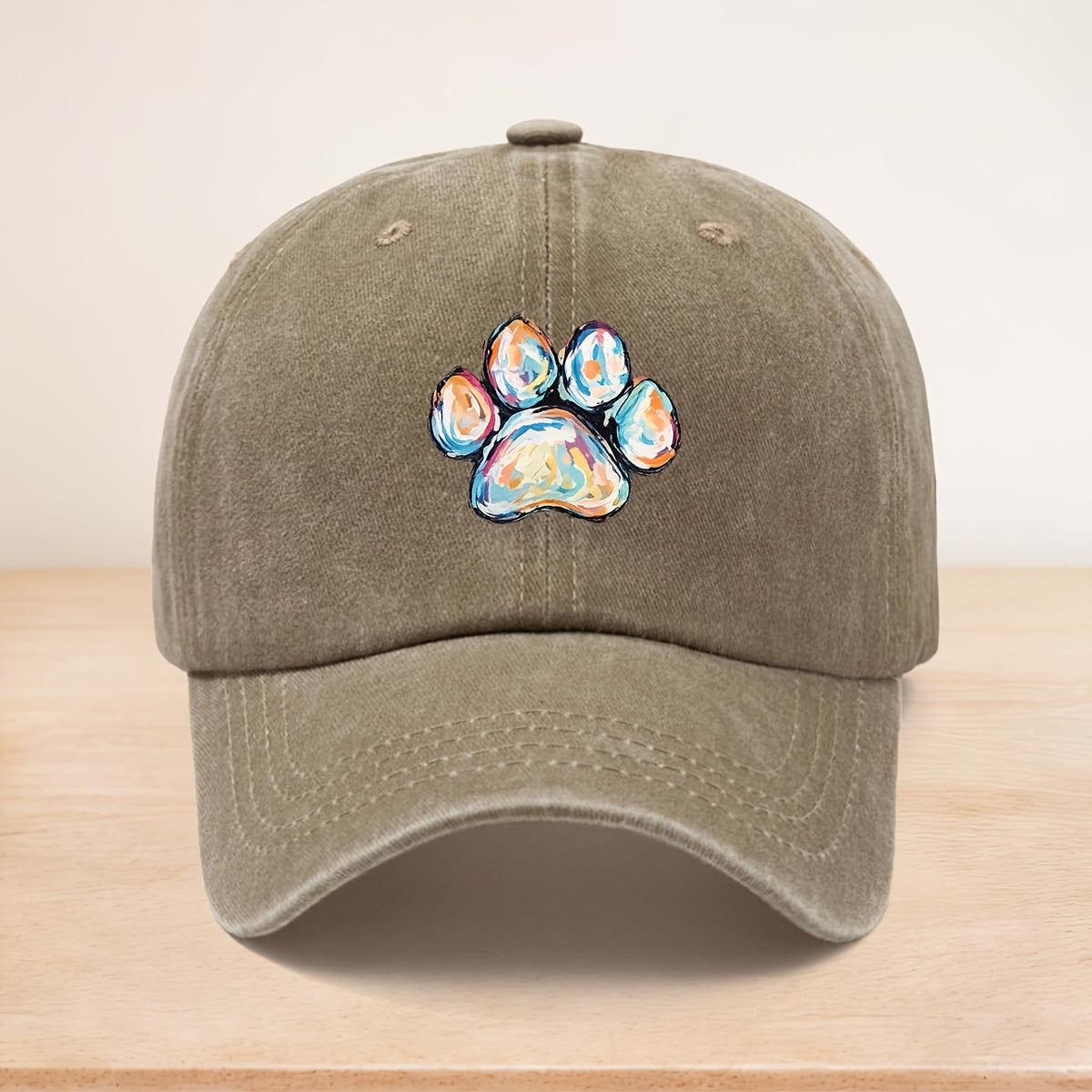 Vintage Duckbill Trucker Cap with Paw Print - Adjustable Baseball Hat Suitable for All- Outdoor, Machine Washable Curved Brim, Unisex for Men & Women, Suitable for Sports, Camping, Dog Walking, Commuting, and Pet-Themed Events