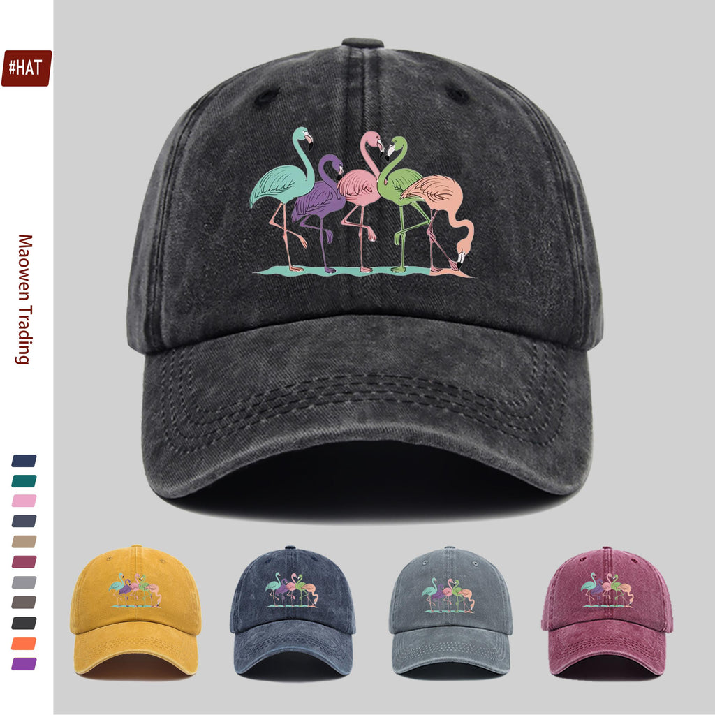 1 Colorful Flamingo Print Baseball Cap, a Travel and Leisure Style Sun Hat, Comfortable and Lightweight, Available in Multiple Colors, a Pet Hat with an Adjustable Drawstring, an American Street-style Skateboard Cap, Vintage Accessory, an Exquisite