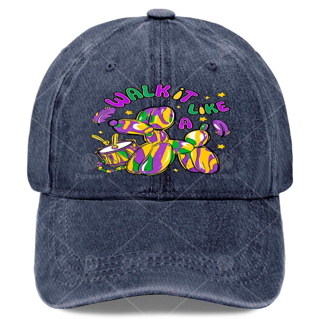Womens Walk It Like a Dog Mardi Gras Louisiana Brushstroke Dog Baseball Hat