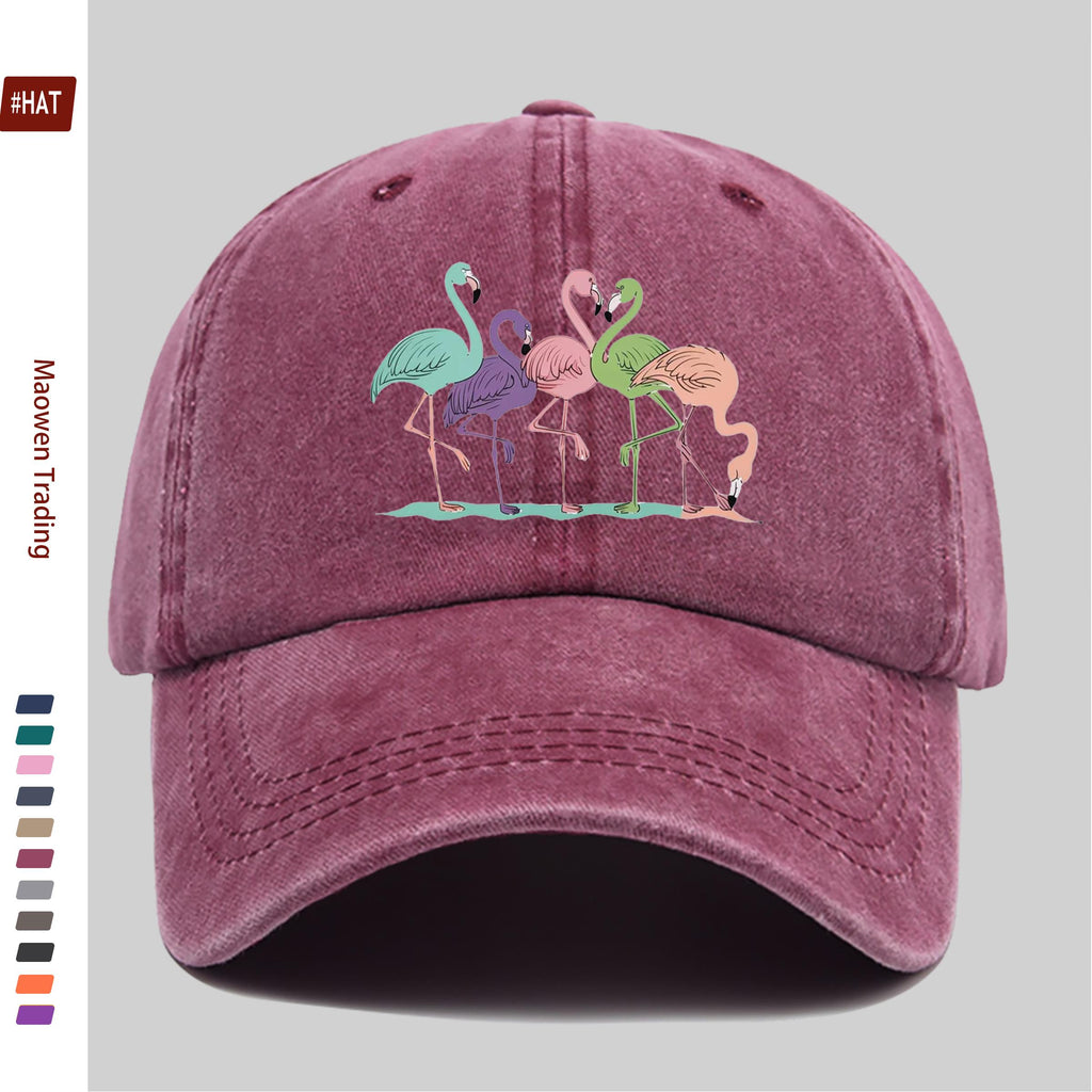 1 Colorful Flamingo Print Baseball Cap, a Travel and Leisure Style Sun Hat, Comfortable and Lightweight, Available in Multiple Colors, a Pet Hat with an Adjustable Drawstring, an American Street-style Skateboard Cap, Vintage Accessory, an Exquisite