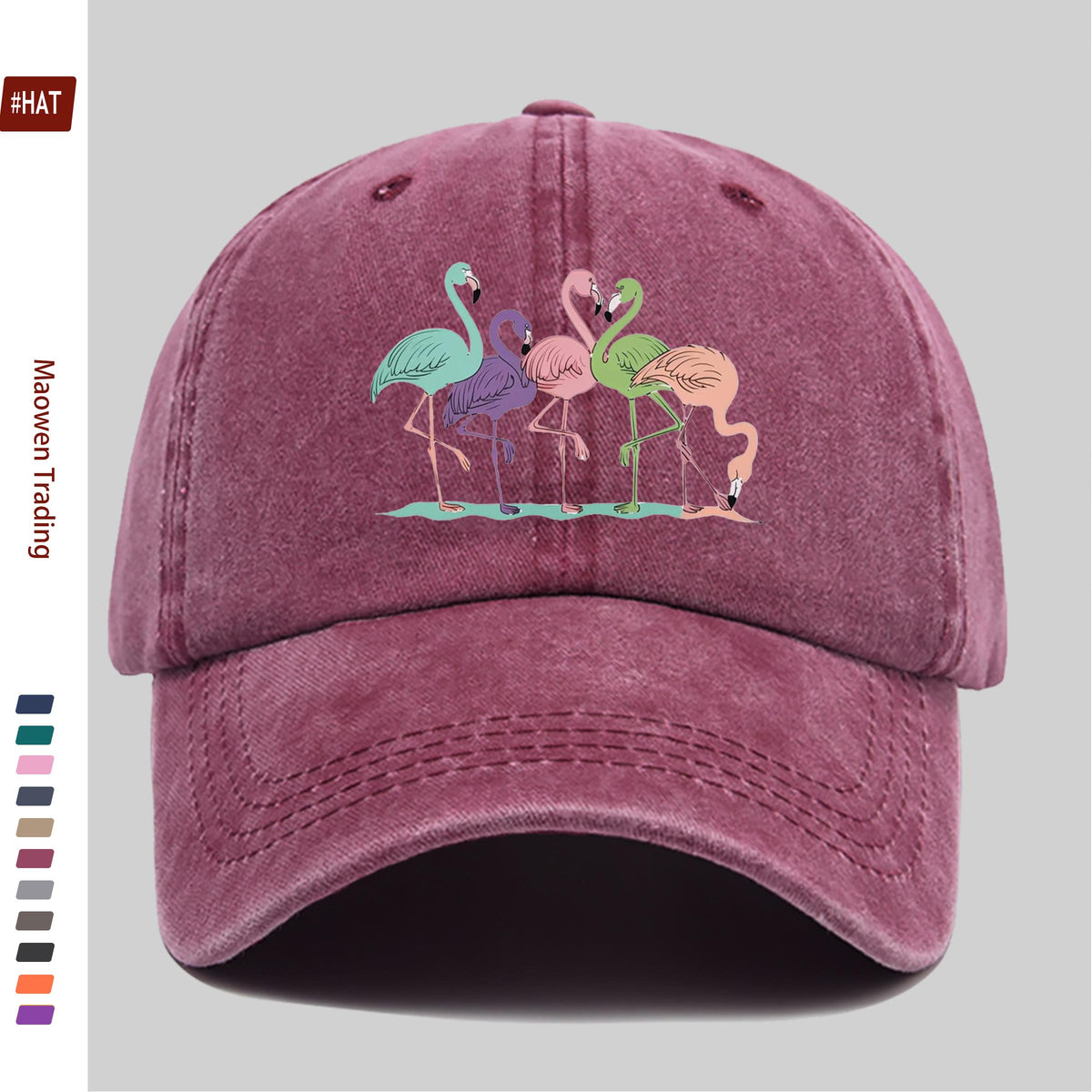 1 Colorful Flamingo Print Baseball Cap, a Travel and Leisure Style Sun Hat, Comfortable and Lightweight, Available in Multiple Colors, a Pet Hat with an Adjustable Drawstring, an American Street-style Skateboard Cap, Vintage Accessory, an Exquisite