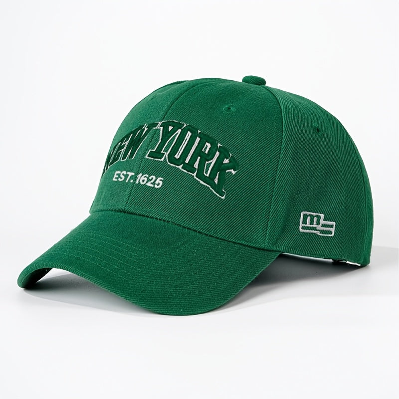 1 Embroidered NEW YORK Faux Green Baseball Cap Unisex Truck Hat Breathable Adjustable Golf Hat Women'S Summer Fashion Curved Brim Hat Men'S Y2K Couple Hat