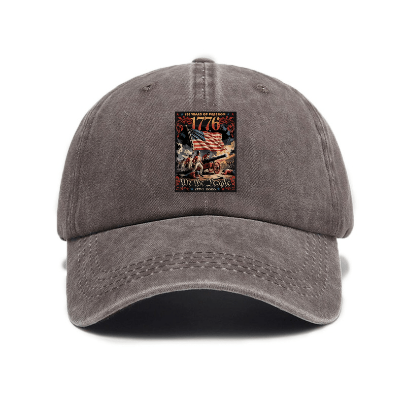 1776 American Elements Print Baseball Cap | Fashionable, Unisex, Casual Outdoor, Adjustable Buckle Closure, Hand Washable