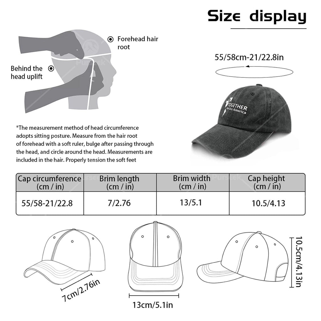 Together We Are America Baseball Hat Unisex Classic Washed Distressed Cap