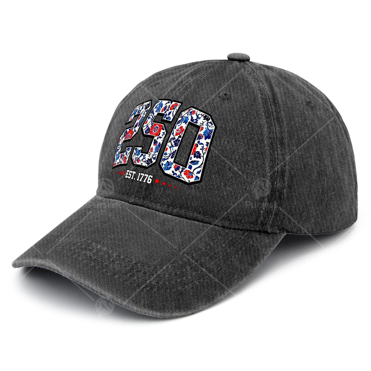 Floral Flag 250 Years 1776-2026 250th Birthday 4th of July Baseball Hat Unisex
