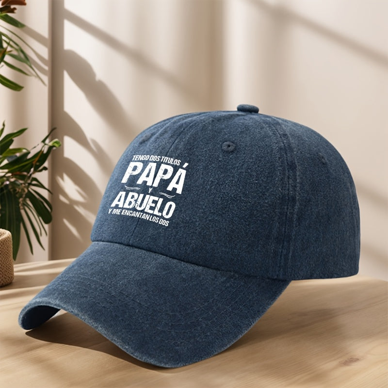 Unisex Baseball Cap with Adjustable Duckbill - Breathable All-Season Outdoor Hat, 21.65-24.41inch Headband, //Navy, Lightweight & Comfortable for Men & Women, Casual Sports Travel Hat, Spanish Text Design