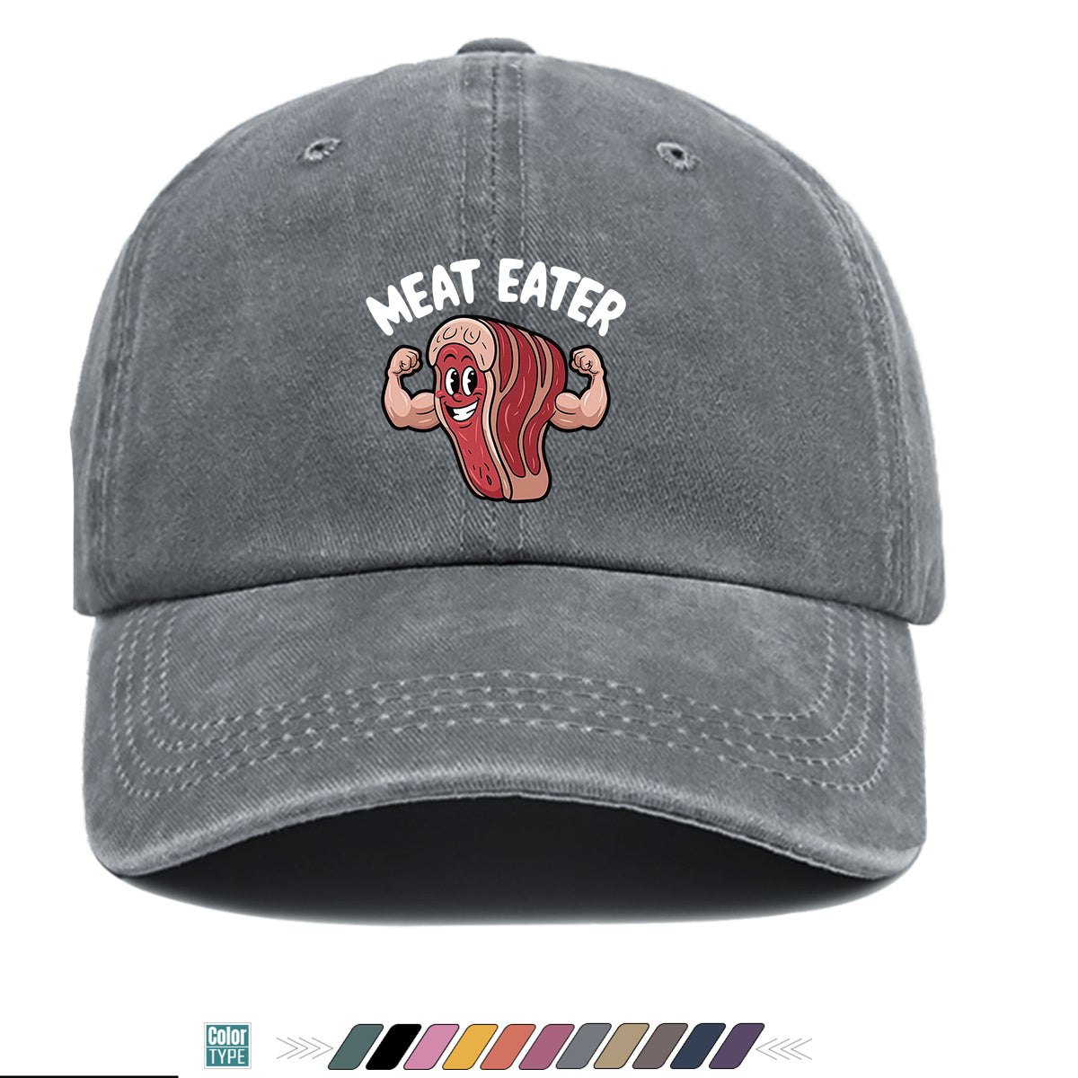 1pc 1pcs Muscle Steak Print Baseball Cap Suitable for Men & Women, Adjustable Duckbill Hat with Steak, Food-Themed Gift for BBQ Parties, Picnic, Outdoor, Casual Wear, Sports Hat for Foodie Friends, Birthday Present