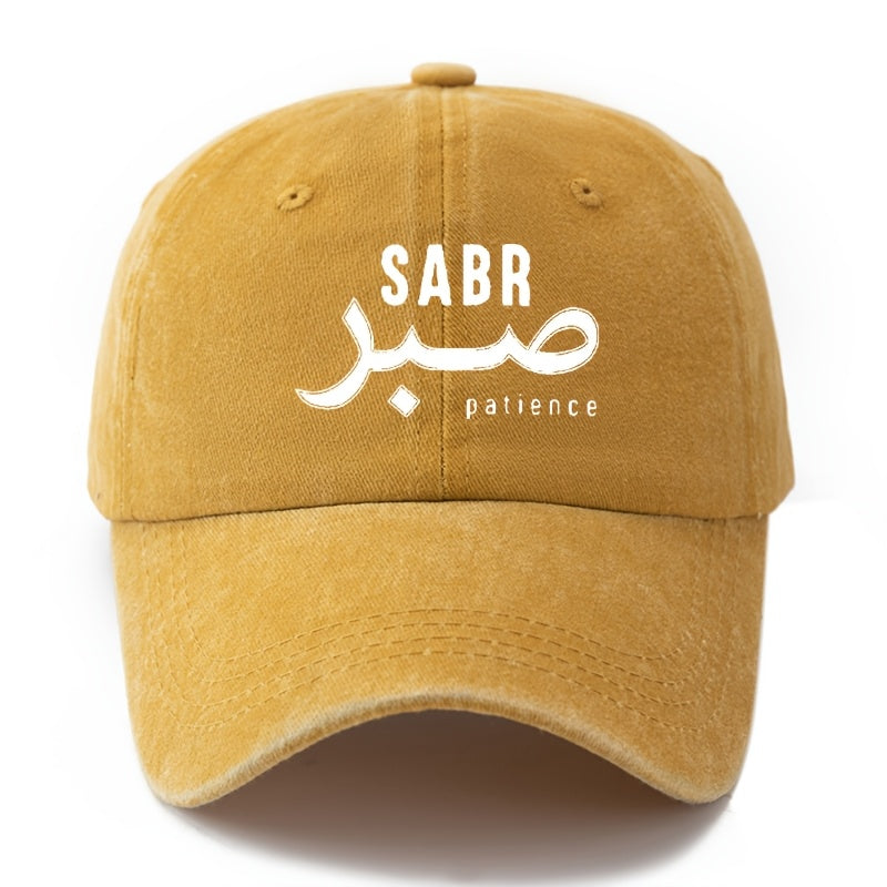 A Unisex Fashionable and Versatile Printed SABR Baseball Cap, Featuring a Classic Vintage Washed Outdoor Lightweight Curved Brim Design. Suitable for Outdoor Vacations, Travel, Camping, and Other Casual Occasions. Ideal for Festivals