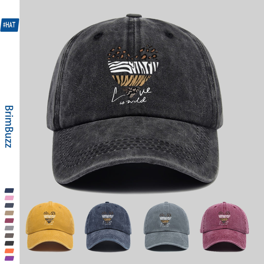 1 Elegant Leopard Print Heart Pattern Baseball Cap, Fashionable, Casual And Stylish Printed Golf Cap, Perfect for Spring And Summer Holidays, Decorative Hat, Comfortable And Lightweight Headwear, Adjustable Buckle, Dad Hat