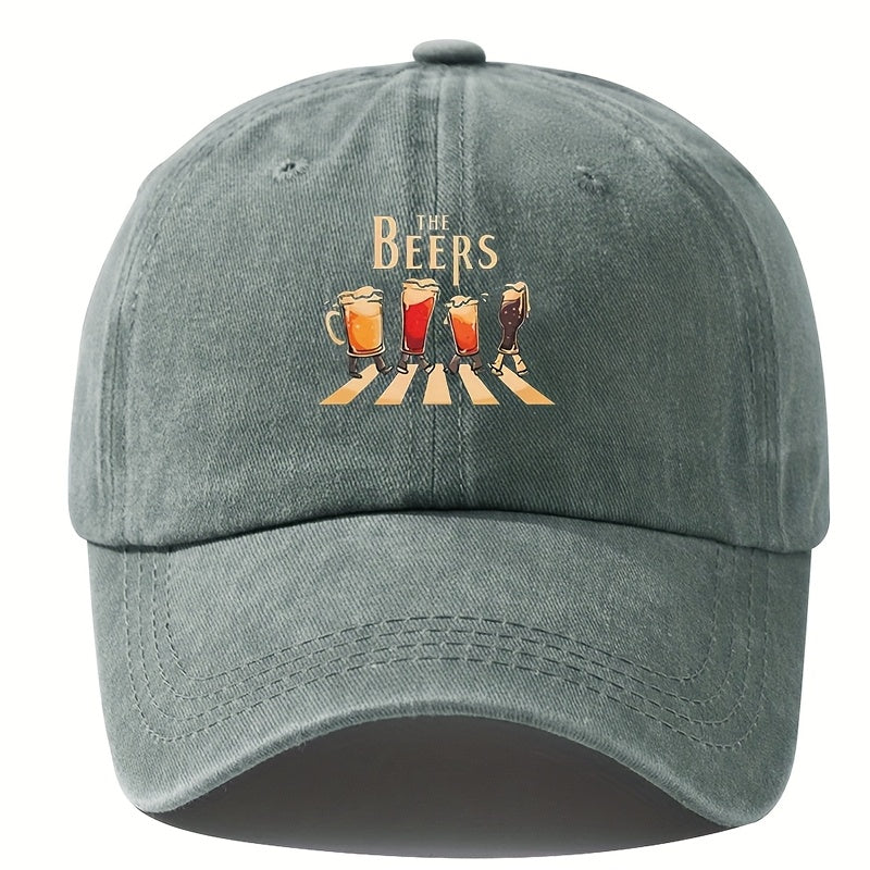 Men'S Fishing Hat Curved Brim Baseball Cap Fashion Printed Casual Soft Top Adjustable Vintage Washed Hip-Hop Fisherman Hat