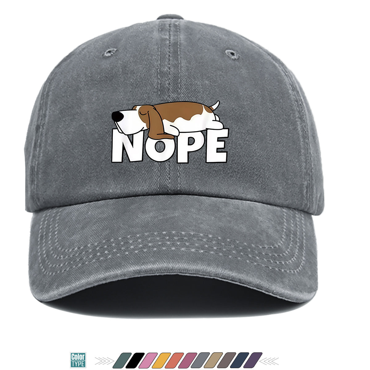 1pc Fun Cartoon Dog "NOPE" Printed Baseball Cap, Comfortable Breathable Sun Hat, Fashionable Individual Aesthetic Unisex Cap, Adjustable Size Casual Street Hat, Outdoor Sunshade Hat Suitable for Daily Commuting, Shopping, Parties, Travel, Sports