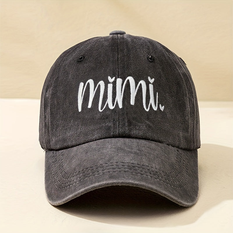 Unisex Y2K Style Embroidered MIMI Washed Baseball Cap, Suitable for Outdoor Sports And Everyday Wear