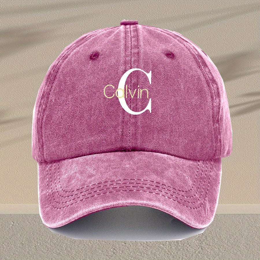 Unisex Vintage Washed Baseball Cap - Adjustable Breathable Dad Hat with Distressed 'C' Logo, Lightweight 100% Viscose Rayon, Multi-Color Options for Outdoor & Casual Wear, Retro Style, Adjustable Fit