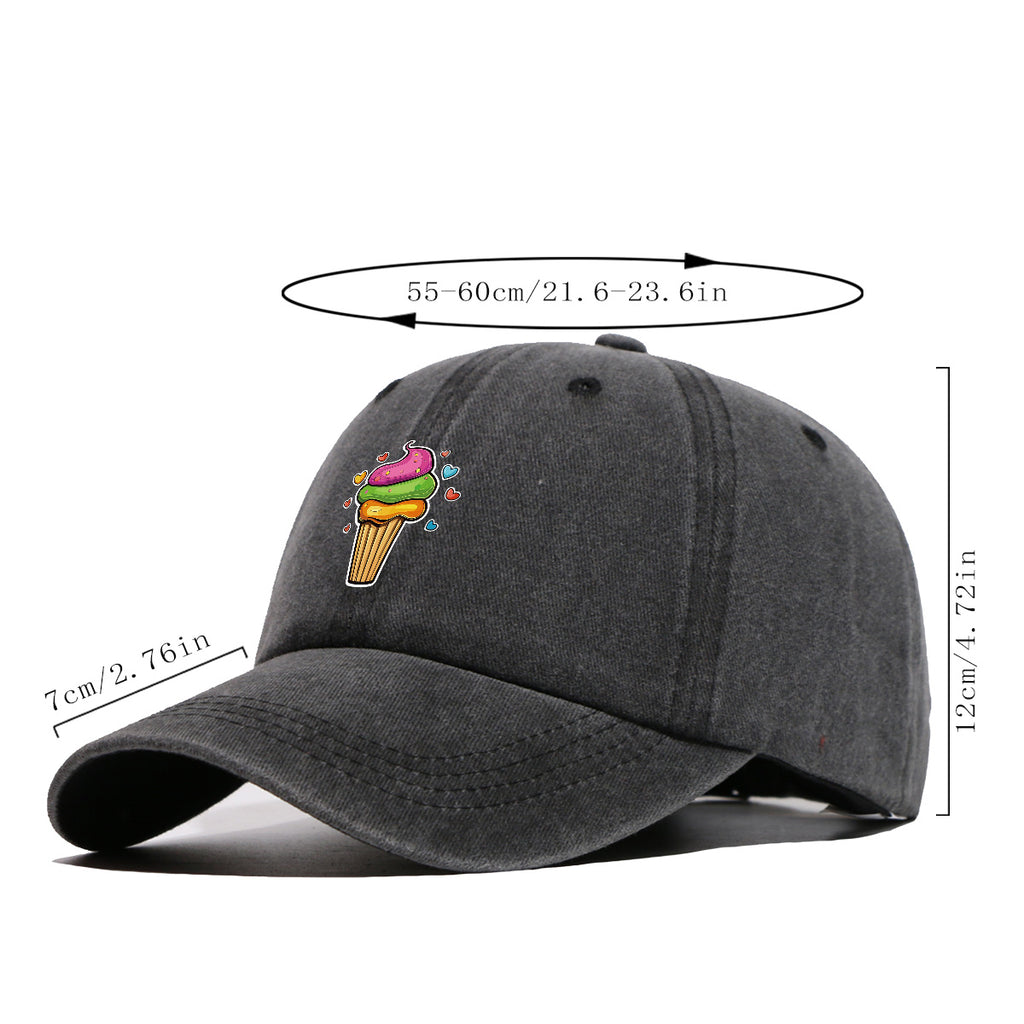 1pc Colorful Cream Cake Print Baseball Cap, Sweet Cute Sun Hat, Fashionable Individual Aesthetic Unisex Cap, Adjustable Size Street Trendy Hat, Bestie Outing Hat, Suitable for Daily Commute, Dates, Parties, Amusement Parks, Afternoon Tea