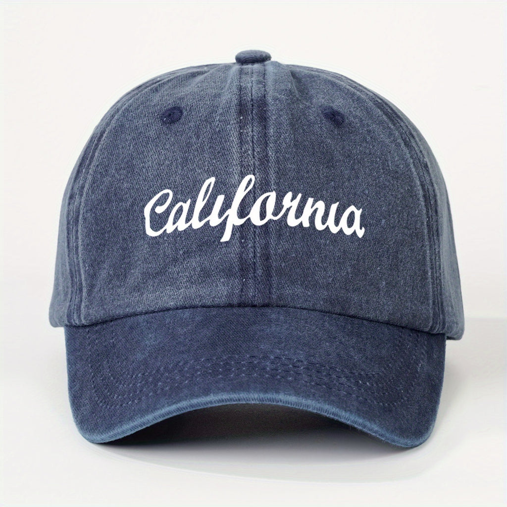 1 Printed CALIFORNIA Washed Baseball Cap, Unisex Trucker Hat, Breathable Adjustable Golf Cap, Women's Summer Fashion Curved Brim Hat, Unisex Y2K Couple's Hat