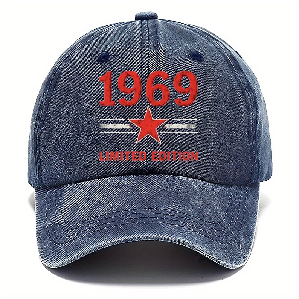 1 Vintage 1969 Baseball Cap - Adjustable Dad Hat with Red '69' Print, Olive Green Vintage Sports Hat, for Men And Women, Gym, Golf, Casual Wear - Limited Edition Vintage Hat Gift Idea, Golf Additions, Classic Design, Durable Construction