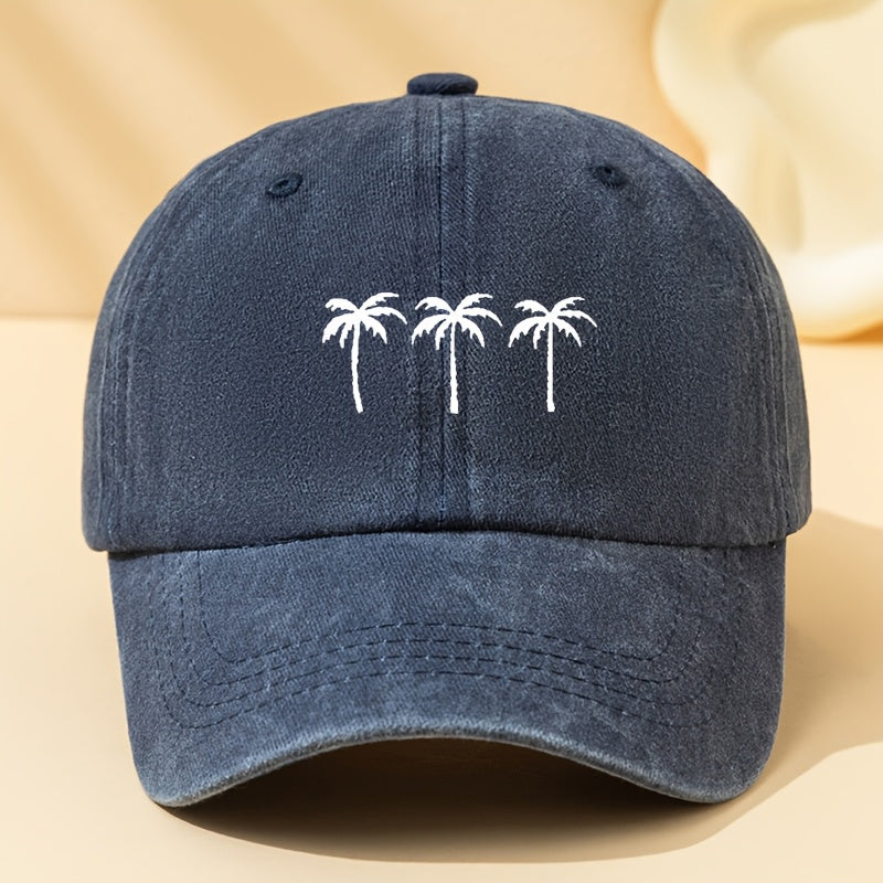 Summer New Trendy Brand Coconut Tree Print Baseball Cap Men's Casual Versatile Duckbill Cap Breathable Outdoor Sports Cap Father's Day Gift for Dad Husband Practical Goodies