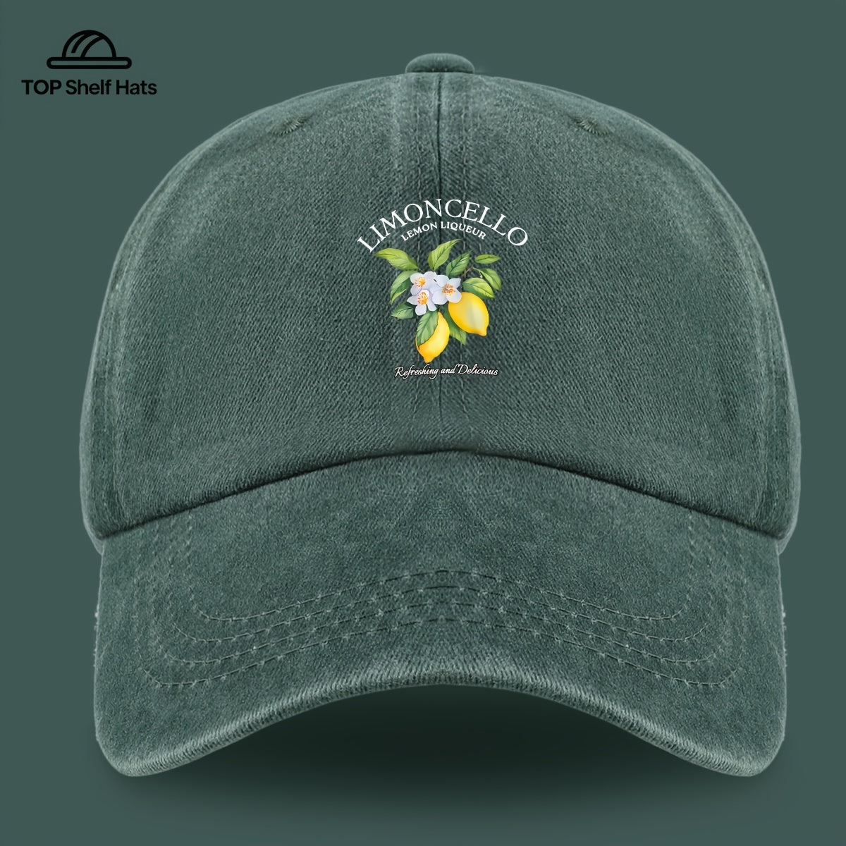 70G Lightweight And Breathable 1pc "Limon Cello" English Print Baseball Cap with Refreshing Lemon Pattern Print, Breathable And Comfortable, Stylish And Beautiful, Black Papa Dad Hat, Adjustable Size, Unisex, Retro Trucker Hat